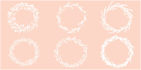 Wreath hand drawn vector set. Wedding floral wreaths. Elements for invitations, posters, greeting cards and logos