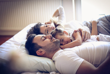 Happy sleepy family.