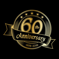 60th anniversary design template. Vector and illustration. 