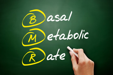 BMR - Basal Metabolic Rate acronym, concept on blackboard