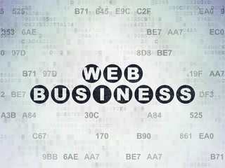 Web development concept: Painted black text Web Business on Digital Data Paper background with Hexadecimal Code