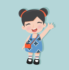happy  little girl illustration