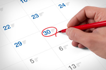 Mark on the calendar at March 30, 2016
