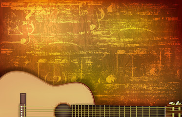Naklejka premium abstract grunge background with acoustic guitar