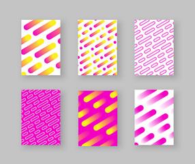 Set of vector covers with dynamic patterns. Abstract backgrounds.