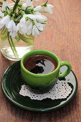 Snowdrops, Spring, a cup of coffee
