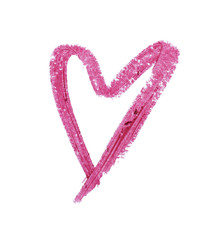 Red color lipstick paint in heart shape on background