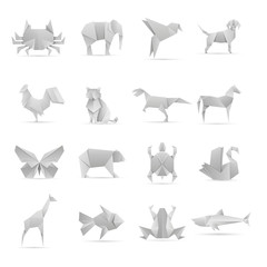 Asian creative origami animals vector collection