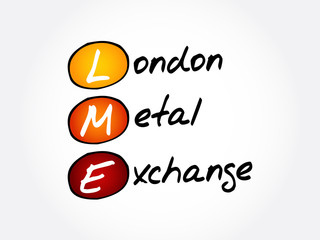 LME - London Metal Exchange acronym, business concept background