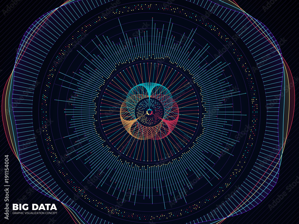 Aufkleber big data graphic, complex business system visualization vector concept. modern information digital t