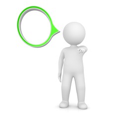 thought bubble balloon speech bubble word text think talk balloon pointing man 3d idea isolated on white background