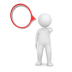 speech bubble man thought bubble people 3d red pointing at you isolated on white