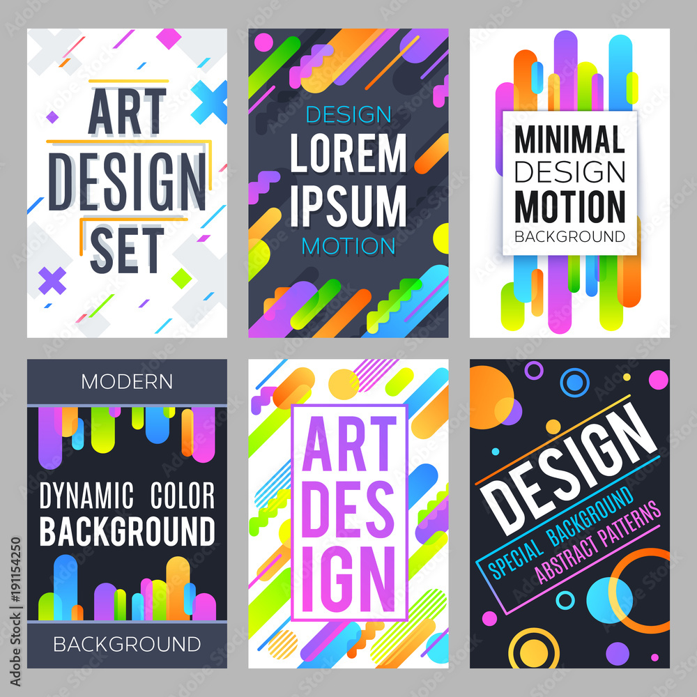 Poster minimal design vector background with abstract dynamic color shapes and trendy geometric patterns ve