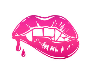 Naklejka premium Sexy female vampire's mouth