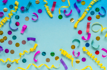 Carnival festive decoration on blue background