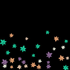 Festive Background with Colorful  flowers. Feminine Pattern for Postcard, Print, Banner or Poster. Small Pretty  flowers For Party Decoration, Wedding, Birthday or Anniversary Invitation. 
