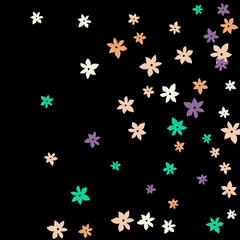 Festive Background with Colorful  flowers. Feminine Pattern for Postcard, Print, Banner or Poster. Small Pretty  flowers For Party Decoration, Wedding, Birthday or Anniversary Invitation. 
