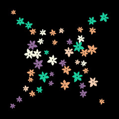 Festive Background with Colorful  flowers. Feminine Pattern for Postcard, Print, Banner or Poster. Small Pretty  flowers For Party Decoration, Wedding, Birthday or Anniversary Invitation. 
