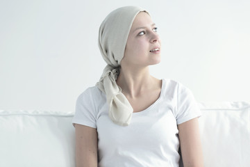 Happy young woman with headscarf