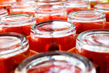 Close-up Many glasses of water are upside down.