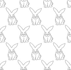 Naklejka premium White Rabbit Seamless Background