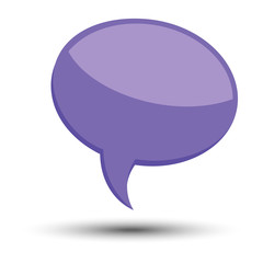Purple cartoon comic balloon speech bubble without phrases and with shadow. Vector illustration.
