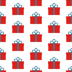 Seamless pattern with gift boxes on white background. Vector illustration

