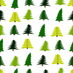 Obraz premium Seamless pattern with spruces on white background. Vector illustration 