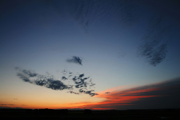 beautiful sunset with orange lines.