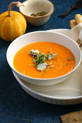 Pumpkin soup with cheese