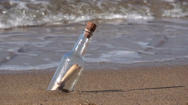Message in bottle, vacation on beach