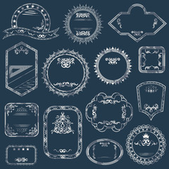 Collection of vintage stamps. Set of templates for labels. Grunge design