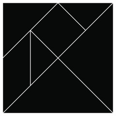 Tangram base black square pieces vector illustration