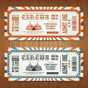 Vintage Retro Circus Tickets