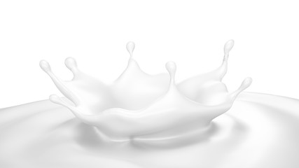 A splash of milk. 3d illustration, 3d rendering.