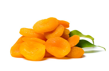 Fototapeta na wymiar Dried apricot slices isolated on white