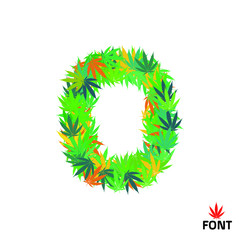 Cannabis letter O from marijuana leaves vector illustration