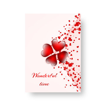 Background of a brochure with hearts for a romantic design for St. Valentine's Day, Mother's Day or birthday. Vector illustration