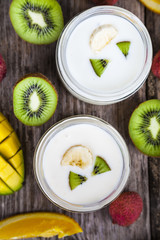 Yogurt with tropical fruits