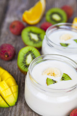 Yogurt with tropical fruits