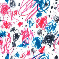 Seamless pattern with pencil drawn doodles
