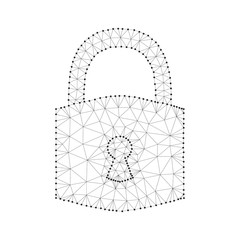 Cyber padlock, polygon, black-white