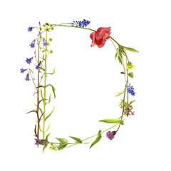 floral watercolor letter D