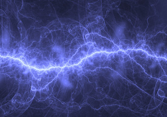 Blue plasma lightning, electrical and energy background