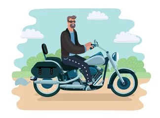 Foto op Plexiglas Vector drawing motorcyclist. © iracosma
