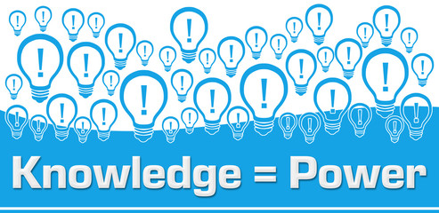 Knowledge Is Power Blue Background Bulbs On Top 