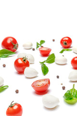 Italian mozzarella cheese and tomatos. Caprese salad ingridients