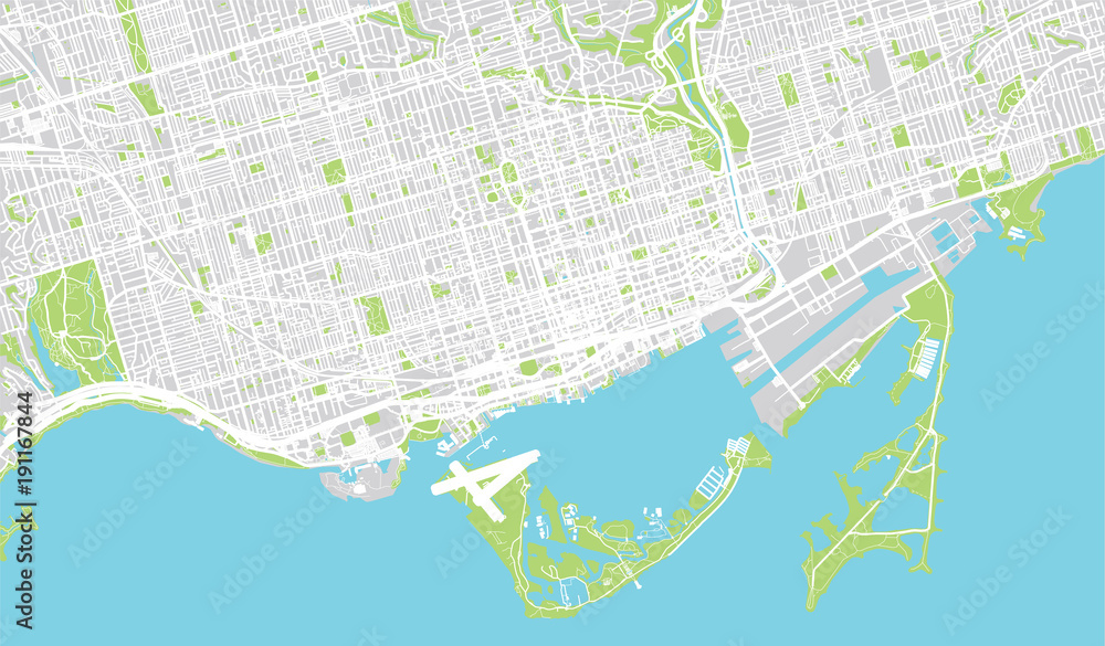 Poster urban vector city map of toronto, canada