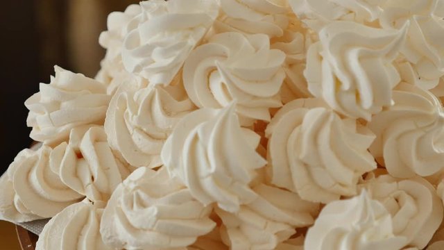 lot of white meringue cake
