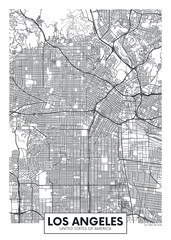 Vector poster map city Los Angeles